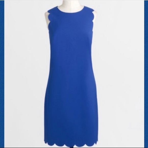 J. Crew Royal Blue Scallop Edge Sheath Dress - Picture 2 of 4